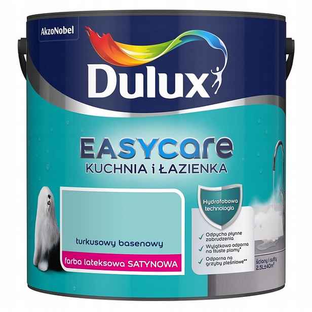 Dulux Barva Easycare Kuchyň A Koupelna 2,5L Tyrkysová Bazénová Saténová