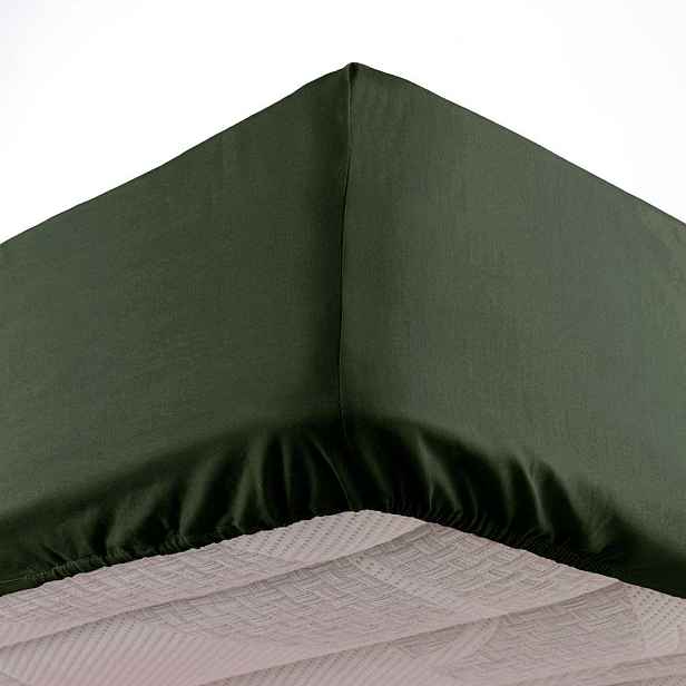 Khaki napínací prostěradlo z mikrovlákna 140x190 cm Oscar – douceur d'intérieur
