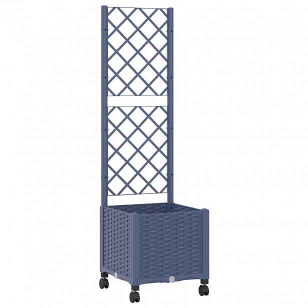 vidaXL Zahradní truhlík s treláží a koly Modro šedá 40 x 40 x 146 cm