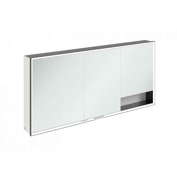 Villeroy & Boch My View+ - Zrcadlová skříňka s LED osvětlením 160x75x17 cm, 3 dvířka, Brilliant White/matná černá B48116VE