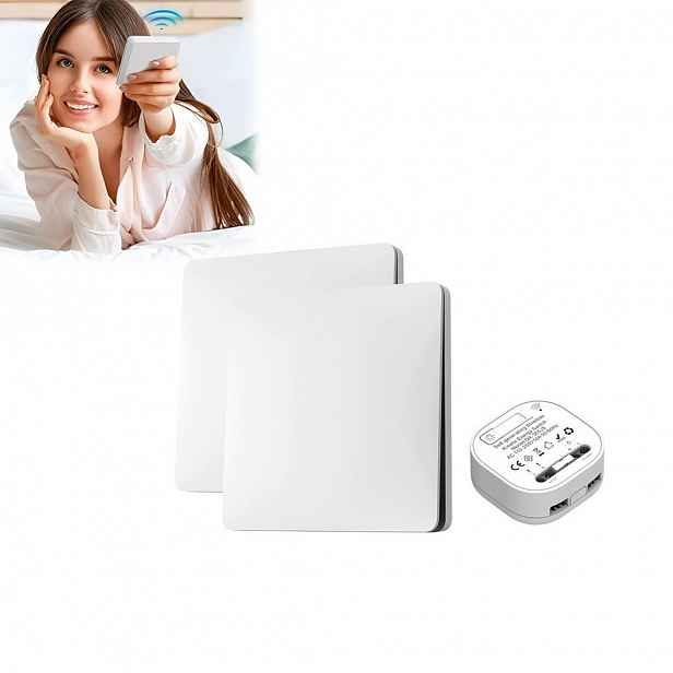 2x Bezdrátový jednopólový spínač pro světlo s 1 rádiovým přijímačem