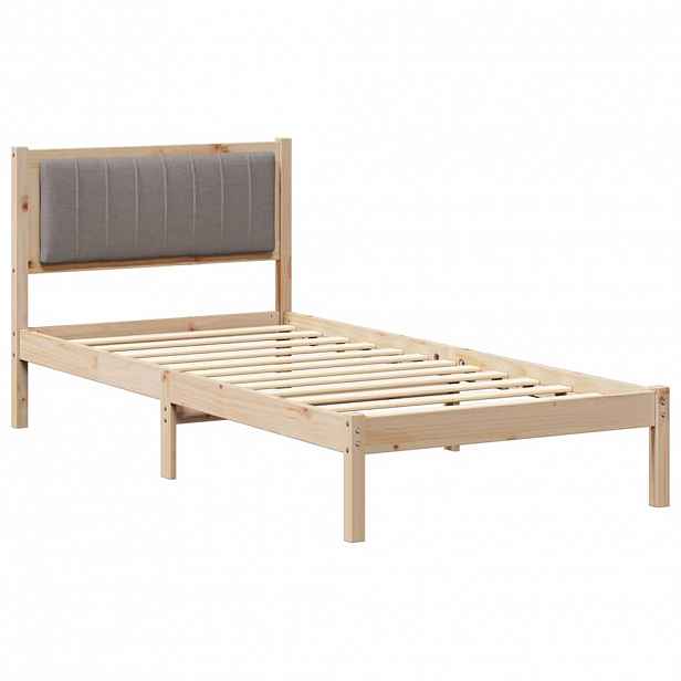 vidaXL Rám postele s čalouněným čelem s čelo Taupe 90 x 190 cm