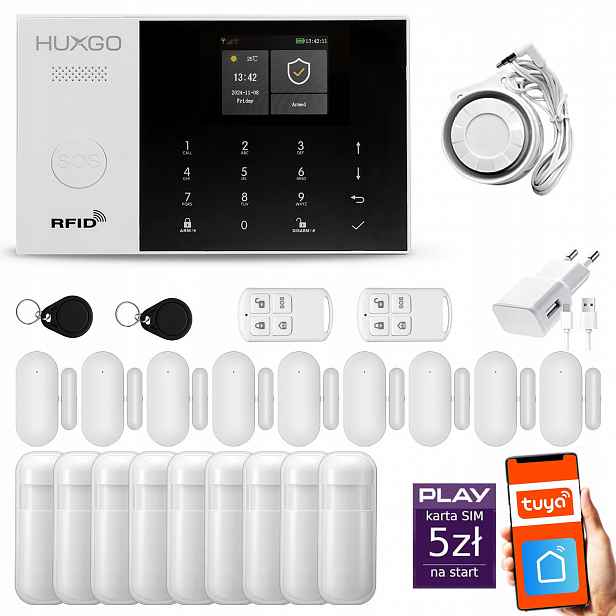 Bezdrátový alarm WiFi Gsm 4G, Tuya, sada alarmu Huxgo HXA005 R9D9