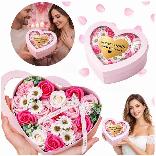 Flowerbox Ve Tvaru Srdce Vaše Vlastní Gravírování, Dárek Na Svátek Matek
