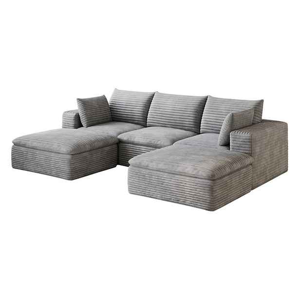 Modfu MODULÁRNÍ pohovka z látky 260x160x60 cm šedá s odnímatelným polstrováním a pěnovou výplní