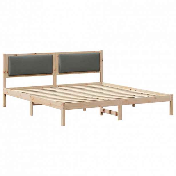 vidaXL Rám postele s čelo Tmavě šedá 200 x 200 cm Masivní borové dřevo