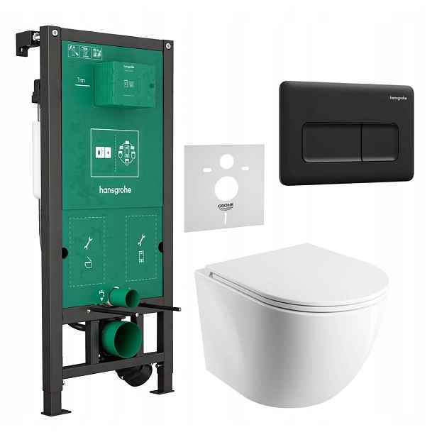 7v1 Wc Set Stelaz Hansgrohe iFrame Wc mísa Rim Omnires+TLAČÍTKO
