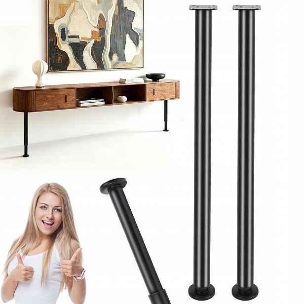 Nohy K Psacímu Stolu Kovové Nastavitelné, Černá, Kulatá, Loft 72-110 CM, 2 Ks