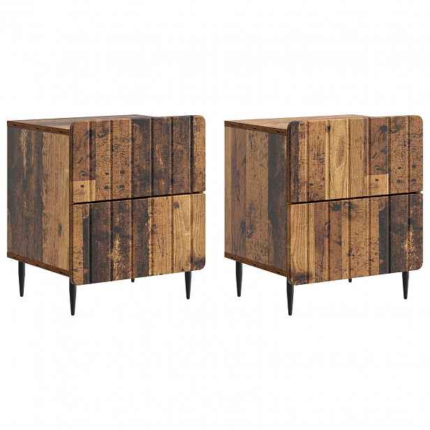 vidaXL Noční skříňka 2 ks Staré dřevo 43 x 34,5 x 49,5 cm