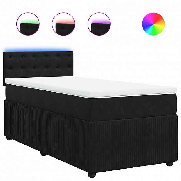 vidaXL Box spring postel s matrací černá 90x200 cm samet