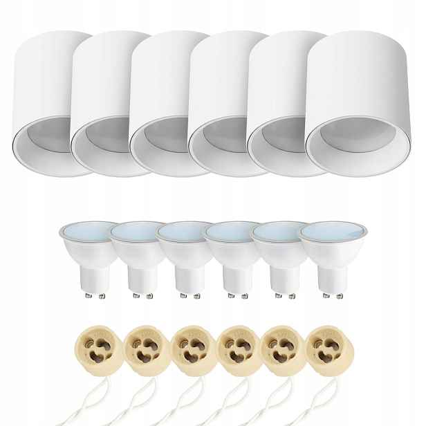 6x Horoz Stropní nástěnné svítidlo Tuba Salsa-xl Bílá GU10 5,5W 6500K