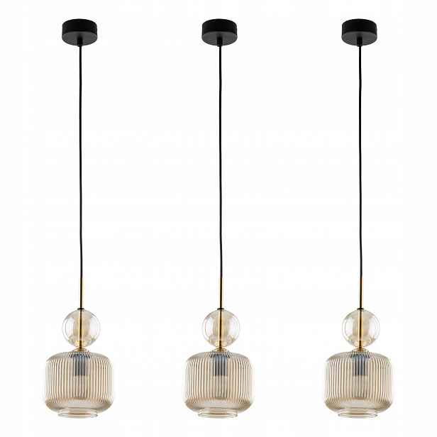 Tk Lighting Sada 3x Závěsné Stropní Svítidlo Převis Černá Metal Glamour