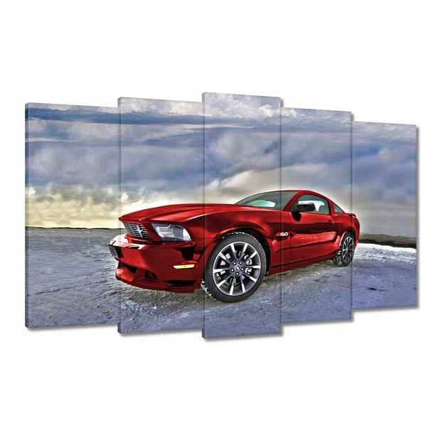 Obrazy 100x60 Červený Mustang Sníh