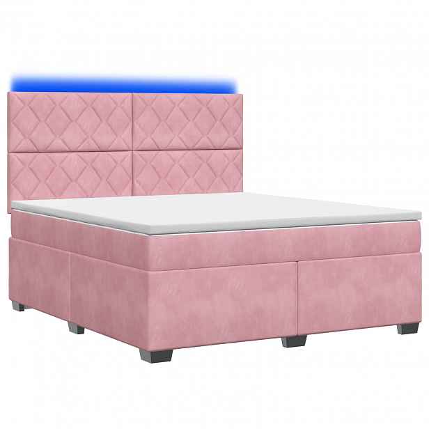 vidaXL Postel boxspring s matrací s čelo Růžová 140 x 200 cm Samet