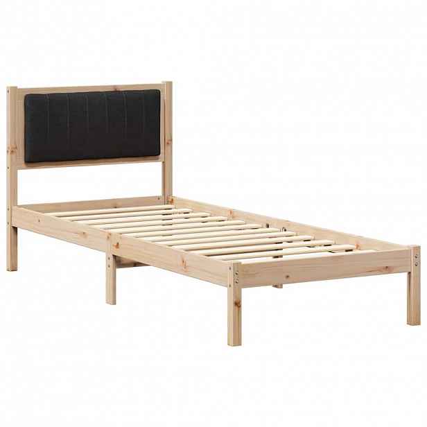 vidaXL Rám postele s čalouněným čelem s čelo Černá 75 x 190 cm
