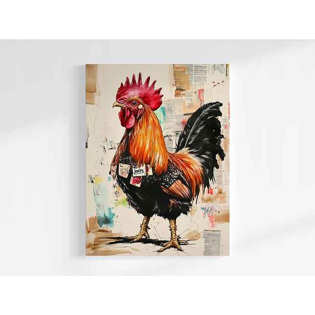 Plakát Grafika Pop Art Koláž Mix-media Kogut Pták 75x100