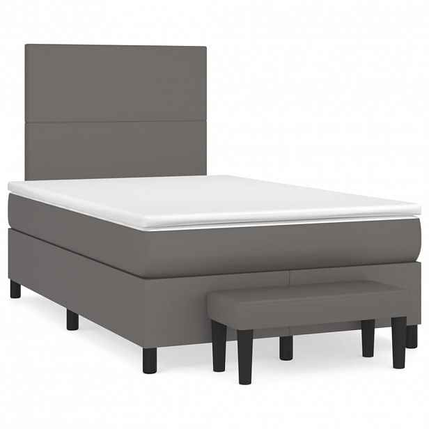 vidaXL Box spring postel s matrací šedá 120x200 cm umělá kůže
