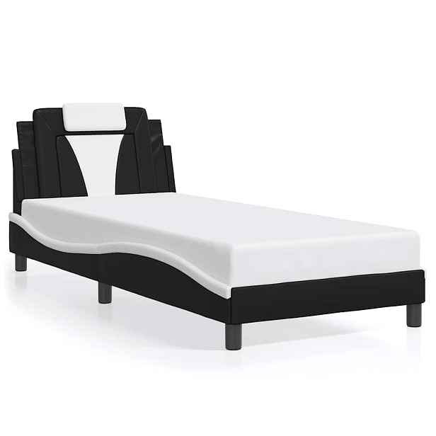 vidaXL Rám postele Viana bez matrace černý a bílý 90 x 190 cm umělá kůže