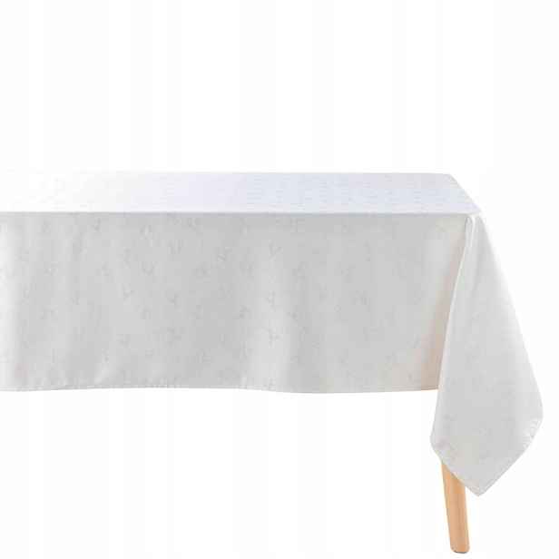 Béžový Žakárový Ubrus Na Stůl Se Stříbrným Zdobením Yarn 140 X 250 CM