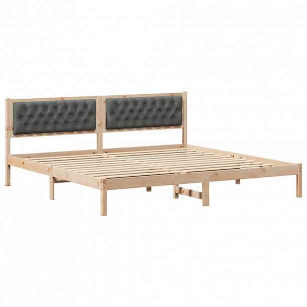 vidaXL Rám postele s čelo Tmavě šedá 200 x 200 cm Masivní borové dřevo