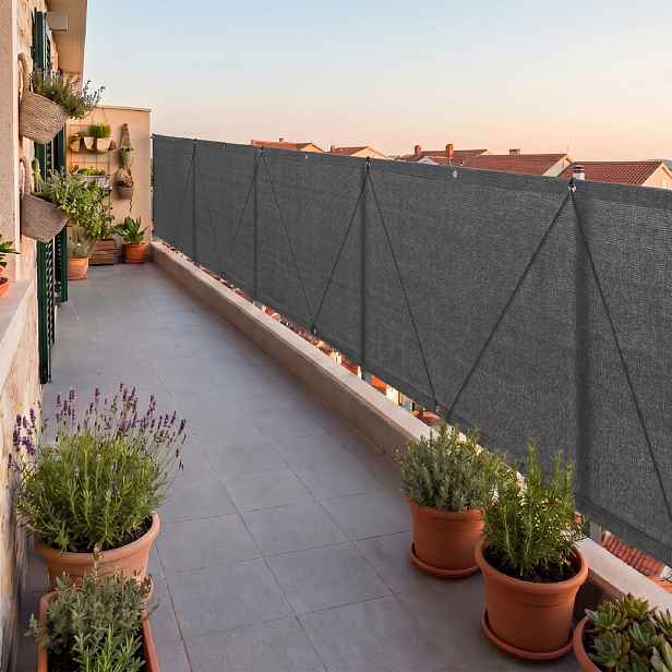 Balkonová stínící zástěna GREEN grafitová, výška 90 cm, šířka různé rozměry John Green Rozměr: 90x500 cm rozteč 55 cm