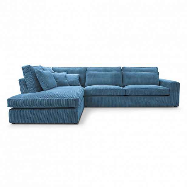 Beautysofa ROHOVÁ pohovka Parma bez funkce spaní, manšestrová látka, modrá, levá