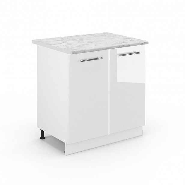 Vicco SPODNÍ SKŘÍŇKA KUCHYŇSKÉ LINKY Fame-Line, Bílá vysoký lesk/Bílá, 80 cm pracovná doska Mramor