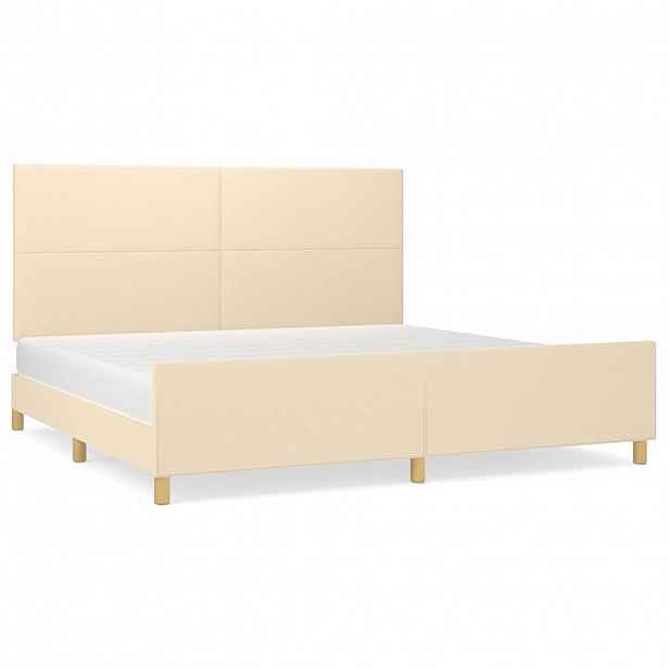 vidaXL Rám postele bez matrace krémový 200 x 200 cm textil