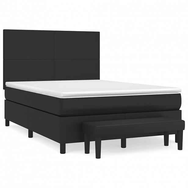 vidaXL Box spring postel s matrací černá 140 x 190 cm umělá kůže