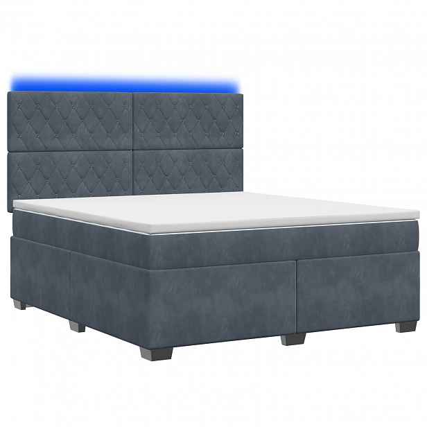 vidaXL Postel boxspring s matrací s čelo Tmavě šedá 160 x 200 cm Samet