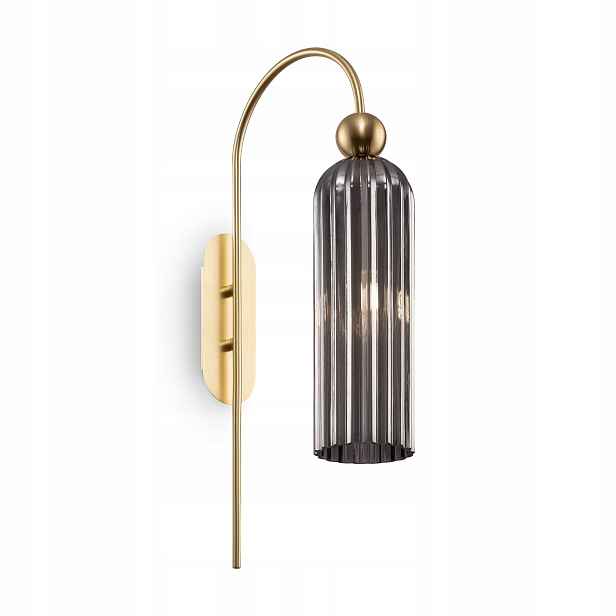Nástěnná lampa zlatá s kouřovým skleněným glamour stínítkem Maytoni
