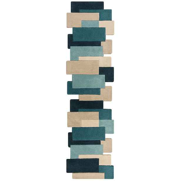AKCE: 60x230 cm Běhoun Abstract Collage Teal, modrá, chodba / předsíň, Flair Rugs