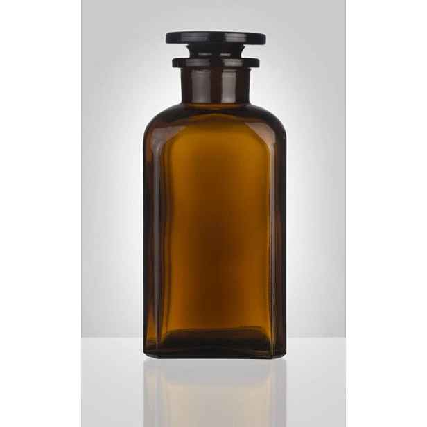 dóza-prachovnice 250ml-čtv.hnědá, zabr.víko, sklo