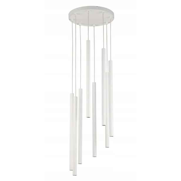 Moderní dekorativní závěsná lampa, kulatá, bílá, nad stůl, 8 bodů Sigma