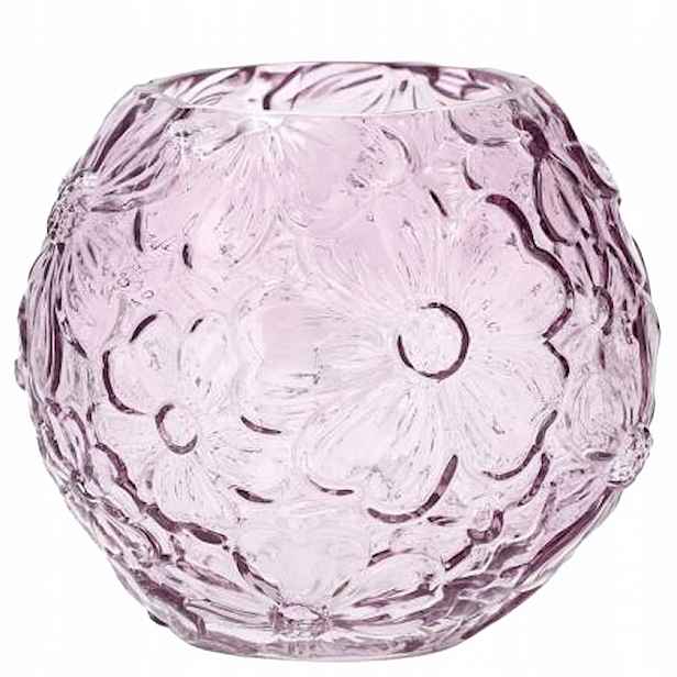 Skleněná Váza Kula Růžová Na Květiny Kytice 18 cm Do Obývacího Pokoje Domu Boho Kulatý
