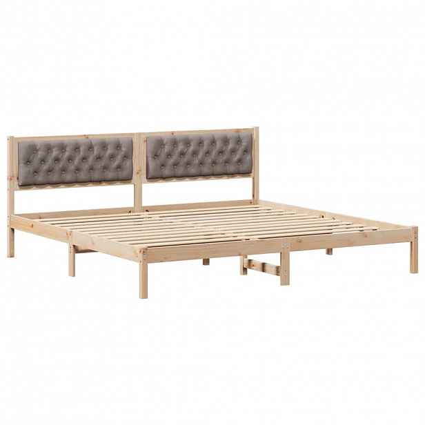vidaXL Rám postele s čelo Taupe 200 x 200 cm Masivní borové dřevo