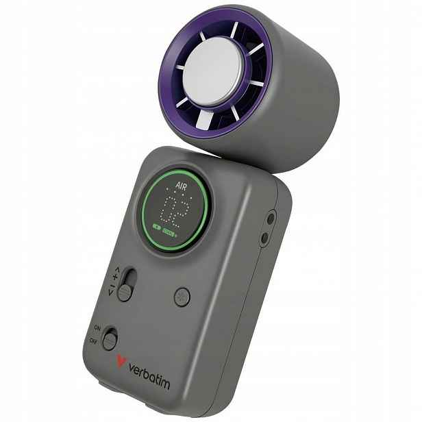 Mini větráček Verbatim Cool `n` Go Ice Touch fialově šedý 32347