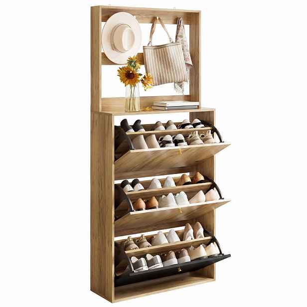 FLIEKS BOTNÍK Přírodní Černý 3 Výklopy Háčky 75x24x180cm