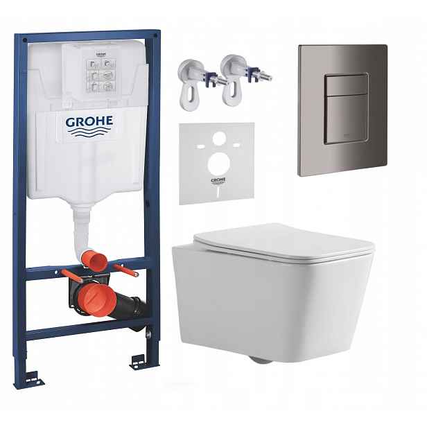 Podomítkový Wc set Grohe s mísou Bilovec a tlačítkem grafit, lesk