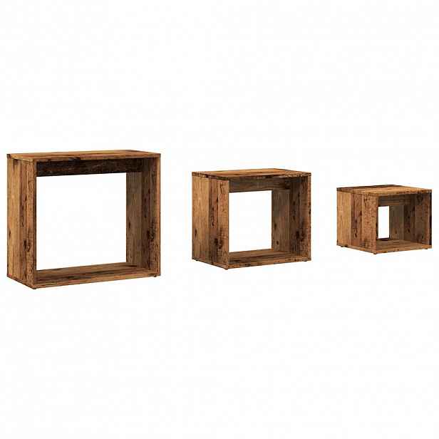 vidaXL Hnízdové stolky 3 ks old wood kompozitní dřevo