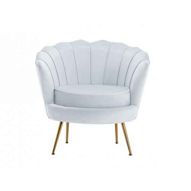 Křeslo ve stylu Art-deco, šedomodrá Velvet látka/gold chrom-zlatý, NOBLIN