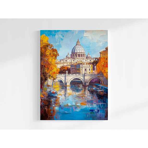 Plakát Město Řím Vatikán Bazilika Tyber Podzim 75x100
