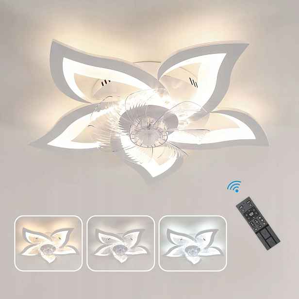 Stropní Ventilátor S Led Osvětlením, Stropní Svítidlo, Bílá, Do Obývacího Pokoje,