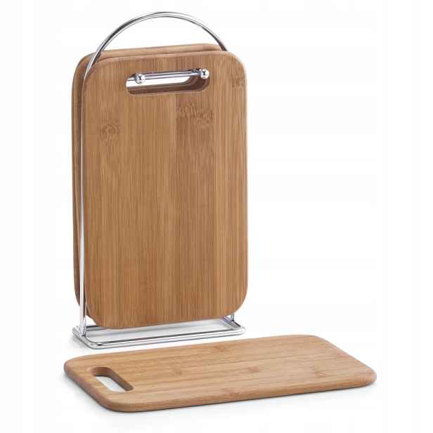 Zeller Prkénka krájecí se stojanem set 5 ks bambus, chrom 15x6,5x30cm
