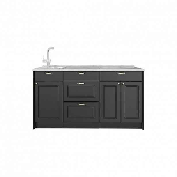 Vicco KUCHYŇSKÝ BLOK Fame-Line, Anthrazit-Gold Landhaus, 150 cm, PD Mramor