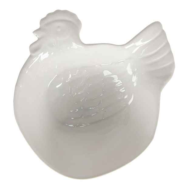 Bílá keramická mísa v designu slepice Campagne - 23*26*7 cm Clayre & Eef