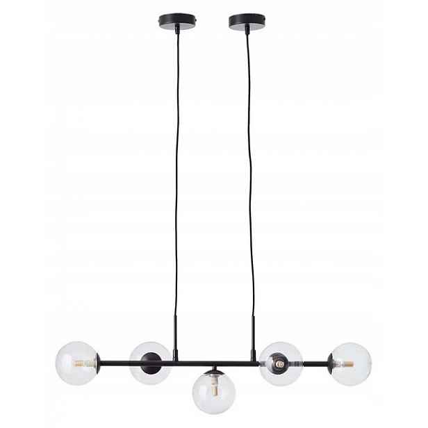 Dlouhá závěsná lampa Nad Stůl Orbit 5 Stínidel černá/sklo 120/RT-25