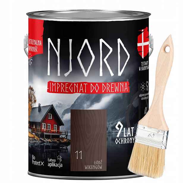 Njord Ochranný Impregnát Na Dřevo 5 L Loď Vikingů Štětec 50 MM