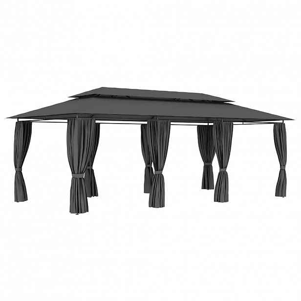 vidaXL Altán se závěsy 600 x 298 x 270 cm antracitový