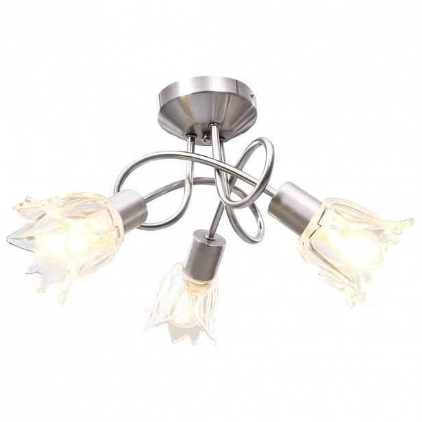 vidaXL Stropní lampa průhledná skleněná stínidla 3 žárovky E14 tulipán